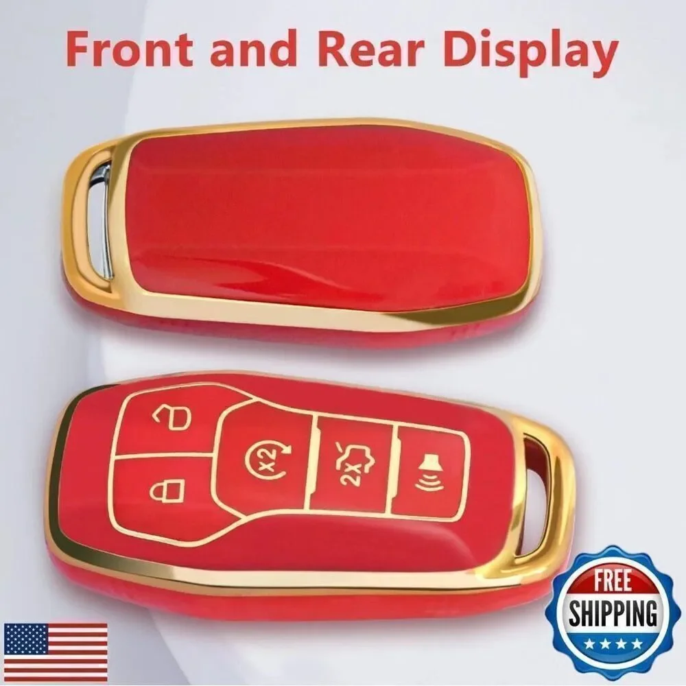 Ford Key Fob Cover with Keychain Red New